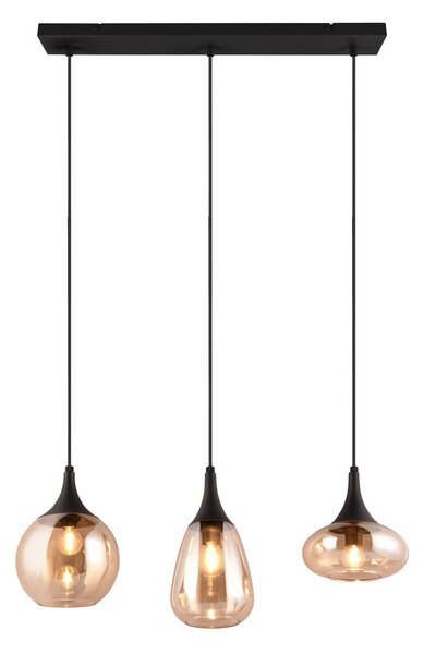 Lampada a sospensione nero-arancio con paralume in vetro Lumina - Trio