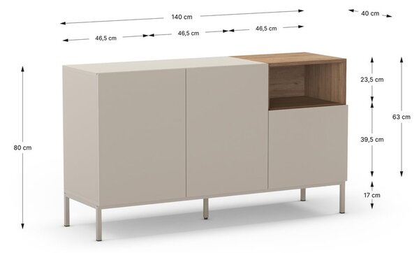 Cassettiera color crema 140x80 cm Cailin - Marckeric