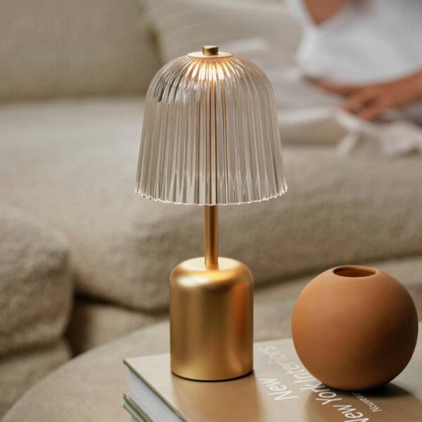 Nuura Aps lampada LED da tavolo ricaricabile Asteea, color ottone, altezza 27 cm dimmerabile, Ottone / Oro, Soggiorno / Sala da pranzo, Metallo, Moderno
