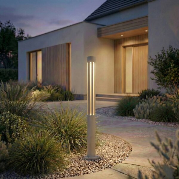 Lampioncino da giardino Fjorya Lindby, Alluminio / Grigio / Zincato, Alluminio, Moderno, Lampada LED da esterni