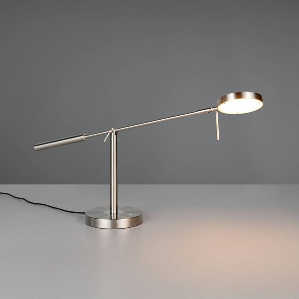 Trio Lighting Lampada da scrivania Monza, dimmerabile, Alluminio / Grigio / Zincato, Studio / Ufficio, Metallo, Moderno, Lampada da tavolo