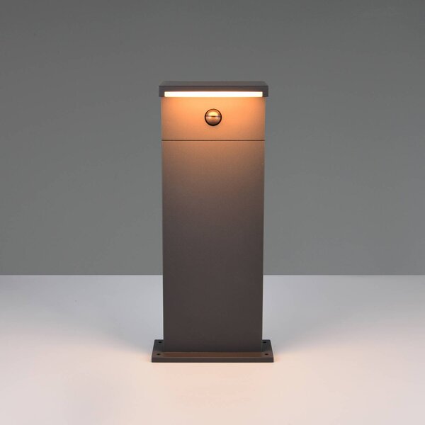 Trio Lighting Lampioncino LED Ravi, antracite, altezza 50 cm, sensore, IP54 Ravi, Nero, Alluminio, Moderno, Lampada da esterni