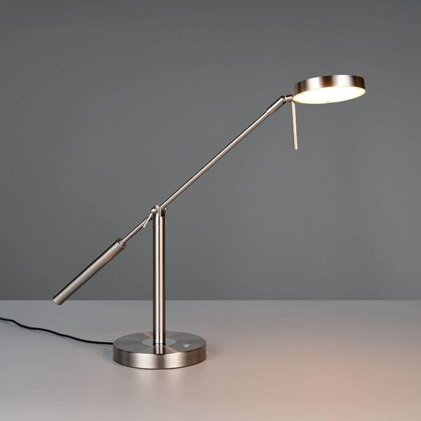 Trio Lighting Lampada da scrivania Monza, dimmerabile, Alluminio / Grigio / Zincato, Studio / Ufficio, Metallo, Moderno, Lampada da tavolo