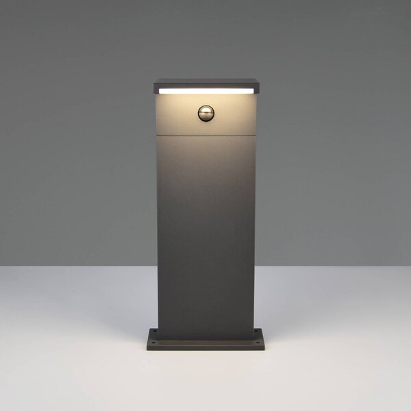 Trio Lighting Lampioncino LED Ravi, antracite, altezza 50 cm, sensore, IP54 Ravi, Nero, Alluminio, Moderno, Lampada da esterni