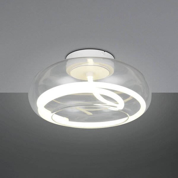 Trio Lighting Plafoniera soffitto Tarsia, dimmerabile, Bianco / Opale, Soggiorno / Sala da pranzo, Vetro, Moderno, Plafoniera
