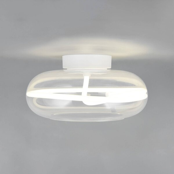 Trio Lighting Plafoniera soffitto Tarsia, dimmerabile, Bianco / Opale, Soggiorno / Sala da pranzo, Vetro, Moderno, Plafoniera