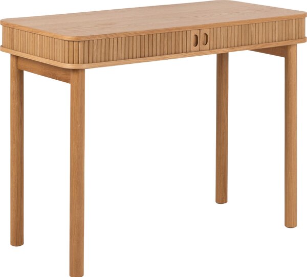 Scrivania Langley con 2 ante scorrevoli, decori in rovere