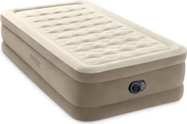 Letto gonfiabile aggiuntivo Intex Ultra Plush, 1 persona, 100 x 190 cm, gonfiatore elettrico integrato, tecnologia Fiber Tech