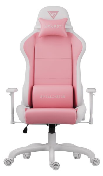 Sedia da gaming SENSE7 Spellcaster FUKU in ecopelle rosa e bianca - Sedia da ufficio ergonomica per donne e ragazze fino a 150 kg con funzione oscillante, sedia da scrivania rosa