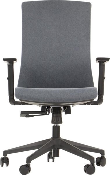 Sedia da ufficio girevole ergonomica TONO, base in nylon, braccioli regolabili, rivestimento in grafite
