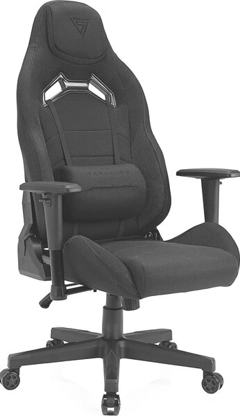 SENSE7 Sedia da gaming Vanguard in tessuto nero - Sedia da ufficio ergonomica - Sedia da scrivania - Sedia girevole per PC - Poltrona direzionale - Portata 150 kg - Braccioli 2D - Meccanismo oscillante - Per gamer