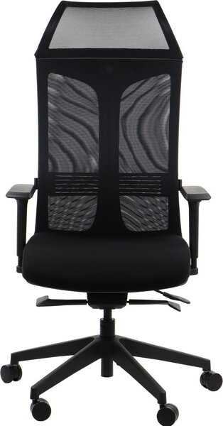 Sedia da ufficio ergonomica girevole RYDER, braccioli regolabili, poggiatesta, seduta scorrevole (avanti-indietro), nero