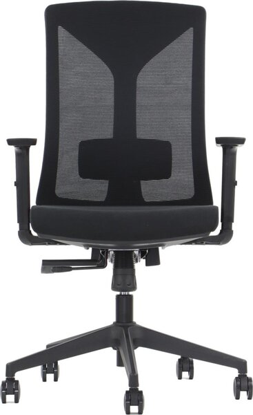 Sedia da ufficio girevole ergonomica HAGER, base in nylon, braccioli regolabili, schienale in rete, nero