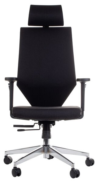 Sedia da ufficio ergonomica girevole ZN-805-C, braccioli regolabili, poggiatesta, base in alluminio, seduta scorrevole (avanti-indietro), nero