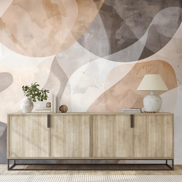 Carta da parati – Forme astratte beige e grigie