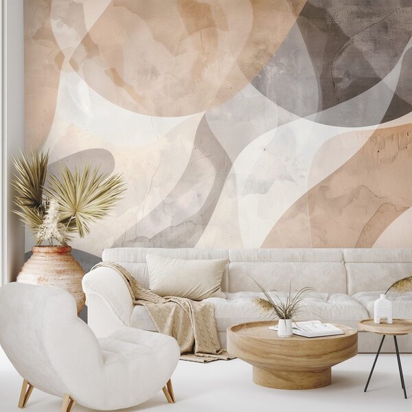 Carta da parati – Forme astratte beige e grigie