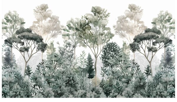 Carta da parati – Piante acquerello verdi