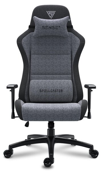 Sedia da gaming SENSE7 Spellcaster FUKU XL in tessuto grigio e nero - Sedia da ufficio ergonomica, adatta a pesi fino a 160 kg, con funzione di oscillazione e rotelle per pavimenti duri
