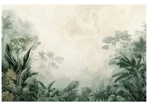 Carta da parati – Giungla verde nella nebbia