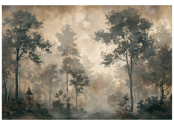 Carta da parati – Nebbia forestale in tonalità di grigio