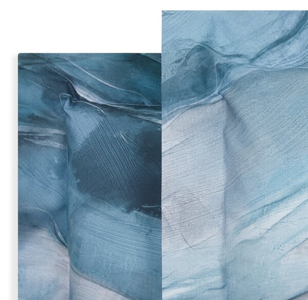 Completo Lenzuola In Percalle Wind Matrimoniale - 250X290 175X205 + 2 Federe 50X80 Carrara Moderno Blu Caleffi