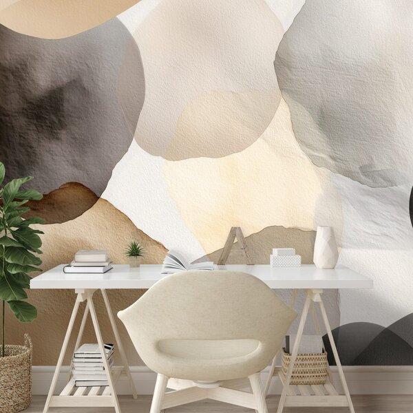 Carta da parati – Cerchi astratti ad acquerello beige
