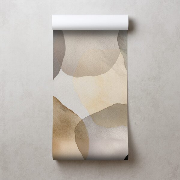 Carta da parati – Cerchi astratti ad acquerello beige