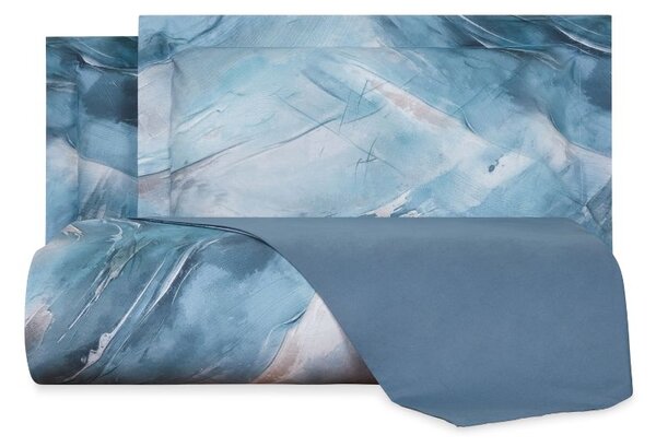 Copripiumino Con Federe In Percalle Wind Matrimoniale - 255X255 + 2 Federe50X80 Carrara Moderno Blu Caleffi