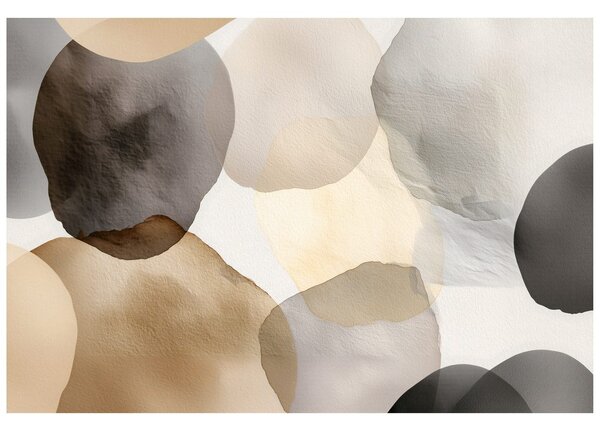 Carta da parati – Cerchi astratti ad acquerello beige