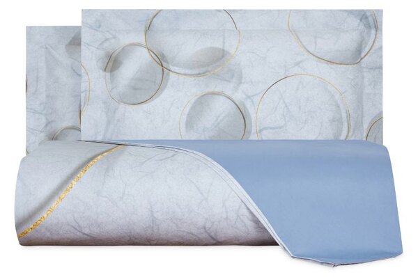 Copripiumino Con Federe In Percalle Paper Matrimoniale - 255X255 + 2 Federe50X80 Carrara Moderno Blu Caleffi