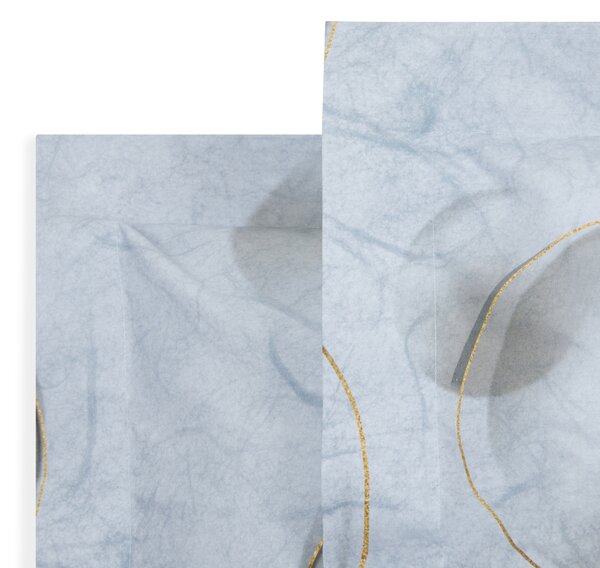 Copripiumino Con Federe In Percalle Paper Matrimoniale - 255X255 + 2 Federe50X80 Carrara Moderno Blu Caleffi