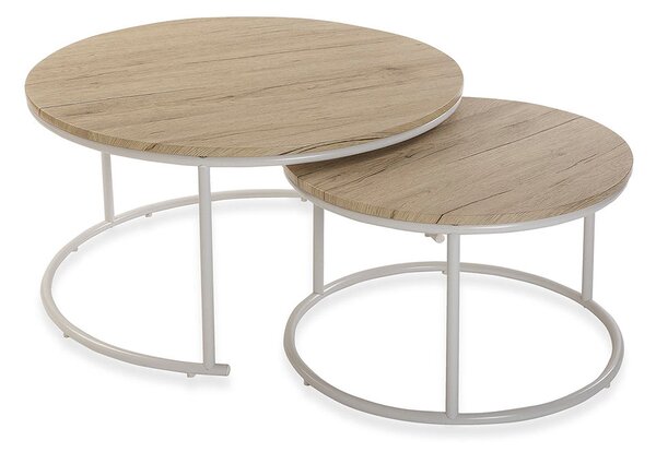 Set di 2 Tavolini Bassi Sovrapponibili design industriale