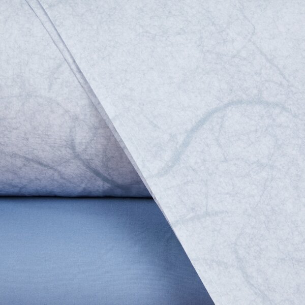 Completo Lenzuola In Percalle Paper Matrimoniale - 250X290 175X205 + 2 Federe 50X80 Carrara Moderno Blu Caleffi