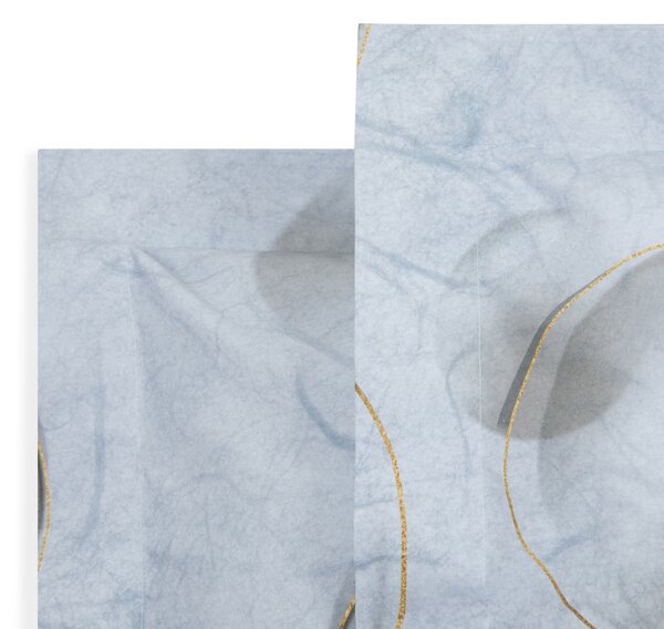 Completo Lenzuola In Percalle Paper Matrimoniale - 250X290 175X205 + 2 Federe 50X80 Carrara Moderno Blu Caleffi