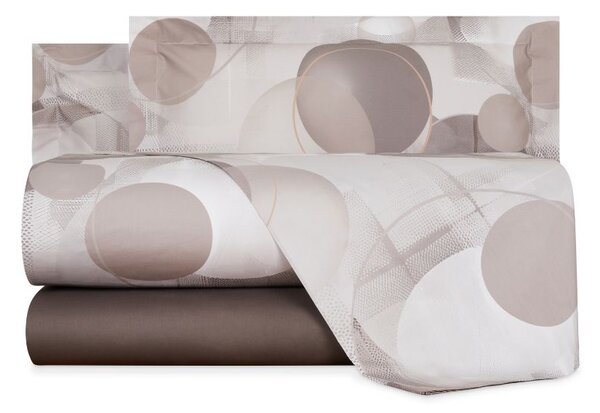 Completo Lenzuola In Percalle Storm Matrimoniale - 250X290 175X205 + 2 Federe 50X80 Carrara Moderno Marrone Caleffi