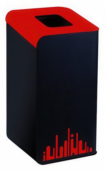 Gettacarte per la raccolta differenziata RUBIK EVO inox Dimensioni 41x45x h 80 cm - Peso 15 Kg- 80 LT con colore Nero-rosso