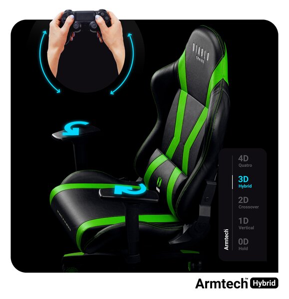 Sedia da gaming Diablo X-Horn 2.0 Normal Size: nero-verde