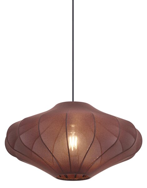 Lampada a Sospensione Japandi Marrone con Paralume in Tessuto 50cm - Plu