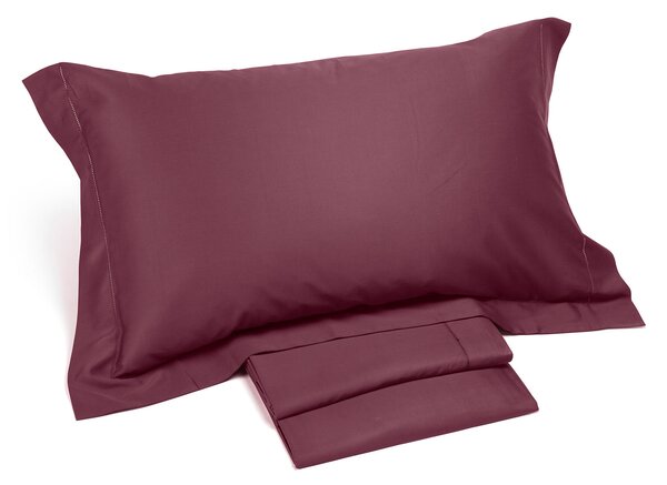 Completo Lenzuola In Raso Di Cotone Raso Matrimoniale Dreaming Tinta Unita Mauve Caleffi