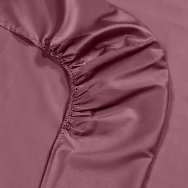 Completo Lenzuola In Raso Di Cotone Raso Matrimoniale Dreaming Tinta Unita Mauve Caleffi