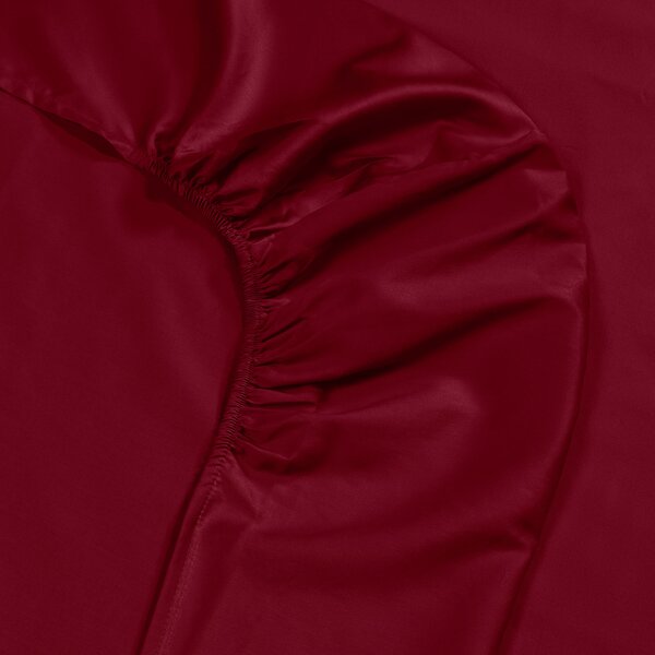 Completo Lenzuola In Raso Di Cotone Raso Matrimoniale Dreaming Tinta Unita Bordeaux Caleffi