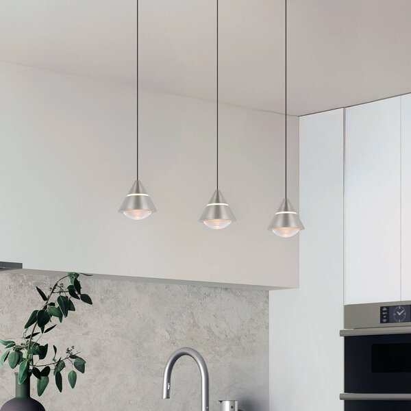 Trio Lighting Lampada LED a sospensione Romeo Lunghezza 55 cm Metallo color, Alluminio / Grigio / Zincato, Soggiorno / Sala da pranzo, Metallo, Moderno
