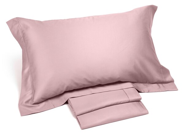 Completo Lenzuola In Raso Di Cotone Raso Matrimoniale Dreaming Tinta Unita Rosa Caleffi