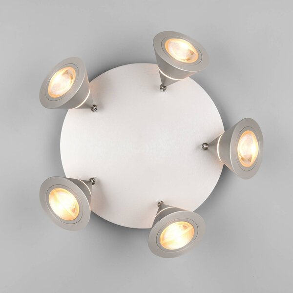 Trio Lighting Faretto da soffitto a LED Romeo, Ø 30 cm, color nichel, 5 luci. Romeo, Alluminio / Grigio / Zincato, Soggiorno / Sala da pranzo, Metallo, Moderno