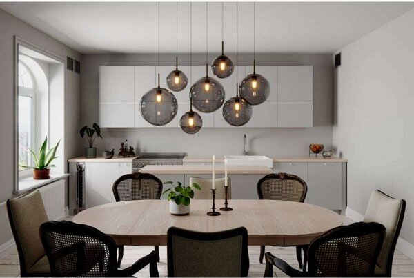 By Rydéns Lampada a sospensione Laura, dimmerabile, Alluminio / Grigio / Zincato, Soggiorno / Sala da pranzo, Vetro, Moderno, Lampada a sospensione