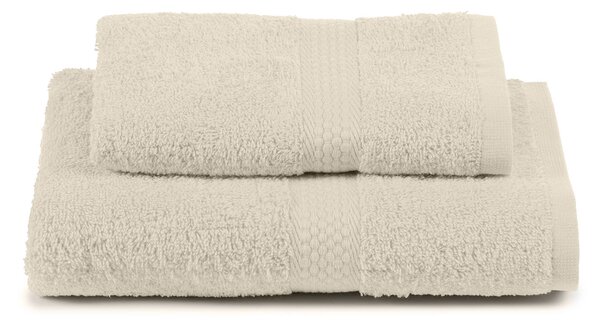 Asciugamano Con Ospite In Cotone Minorca Standard Spugnissima Tinta Unita Vaniglia Caleffi