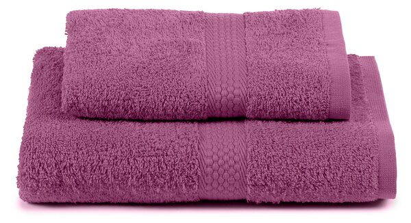Asciugamano Con Ospite In Cotone Minorca Standard Spugnissima Tinta Unita Ciclamino Caleffi