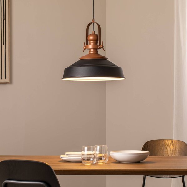Lampada a sospensione Opviq, dimmerabile, Nero, Cucina, Metallo, Industriale, Lampada a sospensione