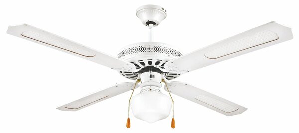 Ventilatore da Soffitto con 4 Pale e Lampada Ø130cm 3 Velocità  Kooper Windy Bianco