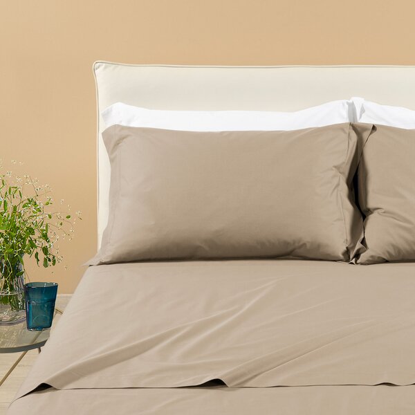 Completo Lenzuola In Percalle Percalle Singolo Dreaming Tinta Unita Naturale Caleffi